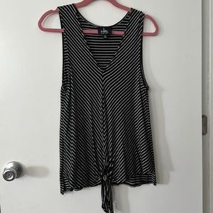 A-line Striped Tie-front Top